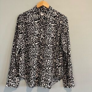 Pistola Button Up Shirt Leopard Print Long Sleeve Relaxed Fit Casual Office XS